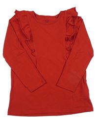 Červené tričko s volánikmi tchibo