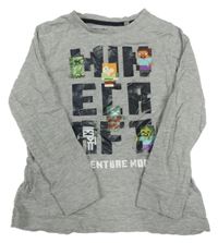 Šedé melírované pyžamové triko s Minecraft 
