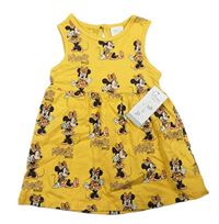 Okrové bavlnené šaty s Minnie Disney