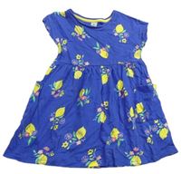 Modré bavlnené šaty s citrónmi Tu