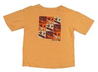 Oranžové tričko so skateboardmi  TEX