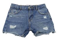 Modré rifľové kraťasy s prodíráním zn. Denim Co.