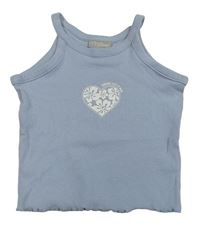 Svetlomodrý rebrovaný crop top so srdcem Matalan