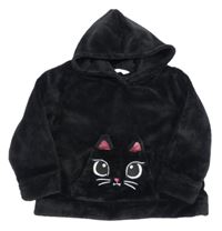 Čierna plyšová mikina s ňufáčikom  a kapucňou zn. H&M