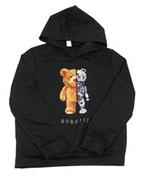 Čierni mikina s medvedíkom a kapucňou Shein