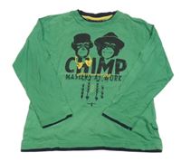 Zelené triko s opičkami a nápisy Blue Seven