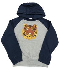 Tmavomodro-sivá mikina s tigrom a kapucňou Mountain Warehouse