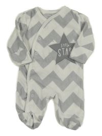 Bílo-šedý pruhovaný fleecový overal s hvězdou Early Days