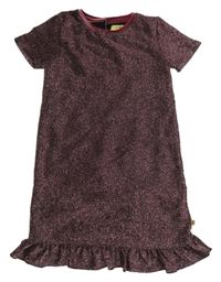 Čierno-ružové trblietavé šaty