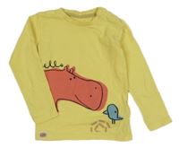 Žlté tričko s hrochem a vtáčikom M&S