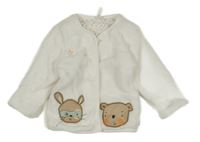 Biela plyšová podšitá prepínaci mikina so zvieratkami Orchestra