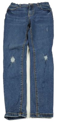 Tmavomodré teplákové skinny rifle s prošoupáním Denim Co.