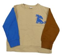 Béžovo-modrá mikina s drakom Lindex