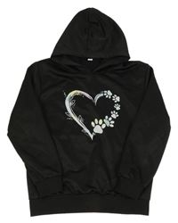 Černá mikina se srdcem a kapucí 