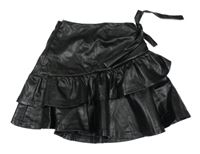 Čierna koženková sukňa s mašlou Shein