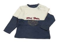 Nové - Smetanovo-tmavomodré triko s nápisy Obaibi