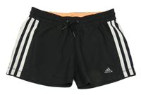 Černo-bílé sportovní kraťasy s pruhy Adidas