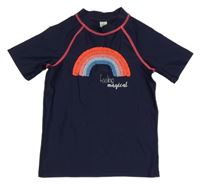 Tmavomodré UV tričko s duhou Topolino