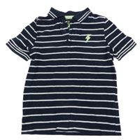 Tmavomodro-bílé pruhované polo tričko s bleskem F&F