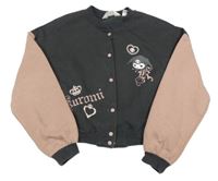 Antracitovo-starorůžová baseballová crop mikina s Kuromi H&M
