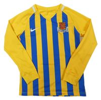 Hořčicovo-modré pruhované sportovní triko s číslem Nike