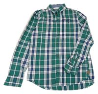 Zeleno-bielo-modrá kockovaná košeľa s nápisom H&M