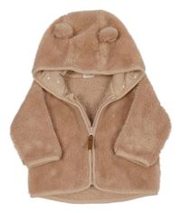 Růžová chlupatá propínací mikina s kapucí H&M