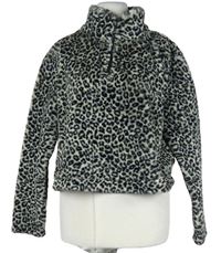 Dámská černo-šedá vzorovaná chlupatá crop mikina NKD 