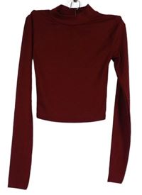 Dámske karmínové rebrované crop tričko Primark