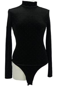 Dámské černé sametové body s cvočky a stojáčkem Primark 