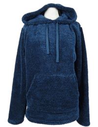 Nové - Pánska tmavomodro-modrá melírovaná chlpatá mikina s kapucňou Matalan