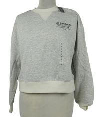 Nové - Dámska sivo-biela crop mikina s nápismi Dunnes