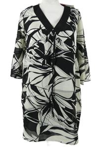 Nové - Dámská černo-smetanová vzorovaná šifonová tunika Femme 