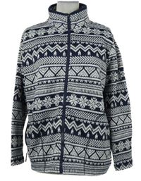 Dámsky sivo-tmavomodrý vzorovaný pletený prepínaci sveter TU