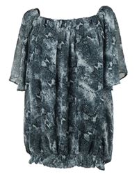 Nové - Dámská tmavomodro-světlemodrá vzorovaná šifonová halenka George 