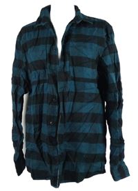 Pánská petrolejovo-černá kostkovaná flanelová košile H&M