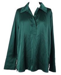 Dámska tmavozelená saténová polo blúzka Gallery