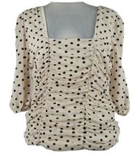 Dámska smotanová bodkovaná tylová řasená blúzka Curvissa