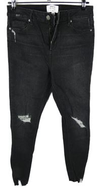 Dámské černé skinny rifle s prošoupáním Miss Selfridge