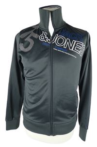 Pánská tmavošedá sportovní propínací mikina s logem Jack & Jones 