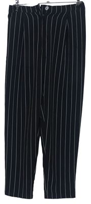 Dámske čierne prúžkované voľné é nohavice zn. H&M