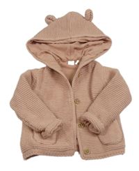 Světlerůžový podšitý propínací svetr s kapucí M&S