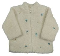 Smotanová huňatá podšitá prepínaci mikina s kvietkami F&F