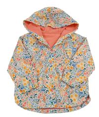 Biela kvetinová šušťáková jarná bunda s kapucňou Dunnes