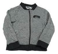 Čierno-biela melírovaná prepínaci mikina s nášivkou H&M