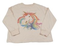 Svetloružová oversize mikina s jednorožcom Next