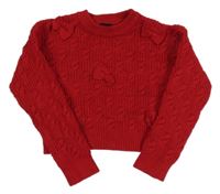 Červený crop svetr s mašlí River Island