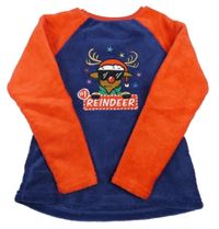 Tmavomodro-červená chlpatá mikina so sobom Primark