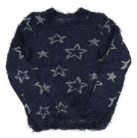 Tmavomodrý chlpatý sveter s hviezdami Pocopiano