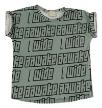 Khaki tričko s nápismi